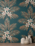 FD43280 Bali Teal Palm Wallpaper