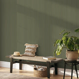 FD43289 Reggie Olive Vertical Slats Wallpaper