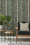 FD43292 Chester Dark Green Birch Trees Wallpaper
