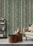 FD43292 Chester Dark Green Birch Trees Wallpaper