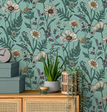 FD43338 Arden Blue Wild Meadow Wallpaper