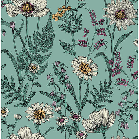 FD43338 Arden Blue Wild Meadow Wallpaper
