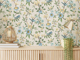 FD43448 Elspeth Light Yellow Floral Trail Wallpaper