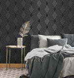 FD43614 Shard Black Trellis Wallpaper