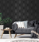 FD43614 Shard Black Trellis Wallpaper