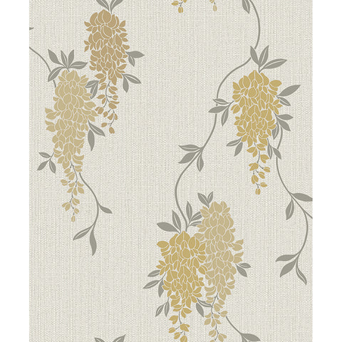 FD43672 Aisla Yellow Wisteria Wallpaper