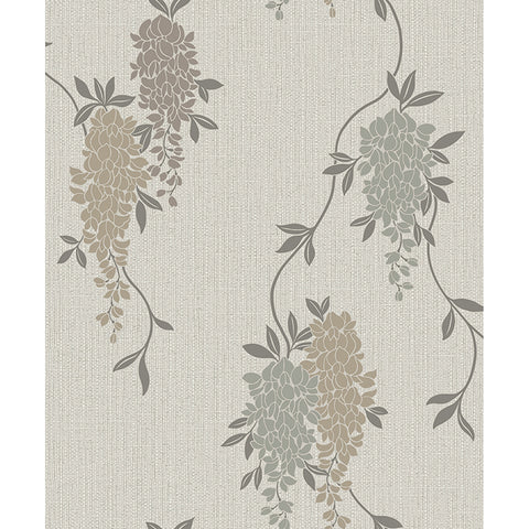 FD43673 Aisla Neutral Wisteria Wallpaper