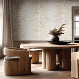 FM1041 Leaf Column Taupe Wallpaper