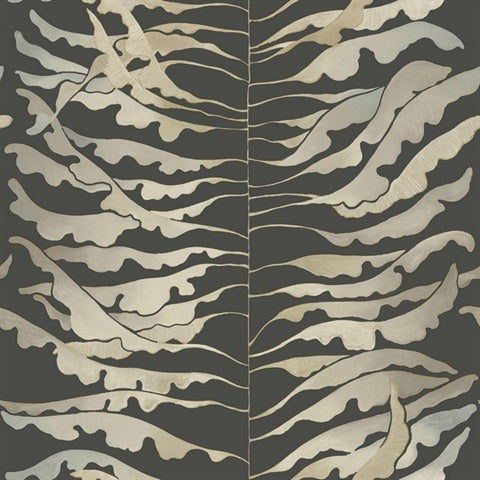 FM1042 Leaf Column Black Wallpaper