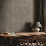 FM1051 Thatched Chevron Charcoal Wallpaper