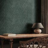 FM1054 Thatched Chevron Bottle Green Wallpaper