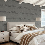 FM1062 Rhythm & Rhyme Charcoal Wallpaper