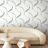 FM1095 Ink Flow Green Wallpaper