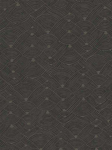FS72021 Geo Swirl Motif Brown Black Wallpaper