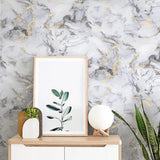 WM92300101 Faux marble stone effect off white gray gold metallic contemporary wallpaper 3D