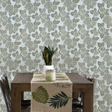 CX1303 Flocking champagne cream green -gray flowers Flocked floral velvet Wallpaper 3D