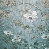 Z78015 Floral flower plants Green silver bronze metallic textured faux fabric Wallpaper