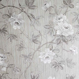 Z78018 Floral tan gold metallic pearl white flower plant textured faux fabric Wallpaper