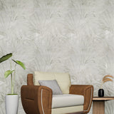 Z77546 Floral tropical Beige Cream off white palm leaves modern textured wallpaper roll