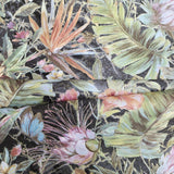Z80011 Floral tropical plants orange black green pink gold metallic textured wallpaper