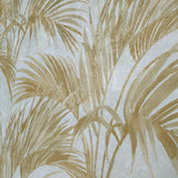 Z66826 Floral tropical satin ivory gold bronze metallic palm leaves modern wallpaper 3D