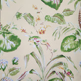 9118 Floral yellow cream green flowers leaves botanical tropical birds Wallpaper roll