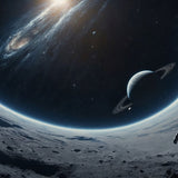 G45470 Space 8 Panel Blue Mural