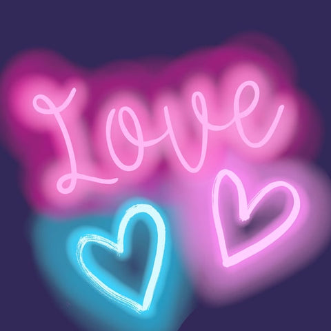 G45471 Neon Love 6 Panel Pink Mural