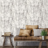 G78233 Batik Leaves Silver Grey Wallpaper