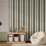 G78550 2 color Awning Stripe Green Wallpaper