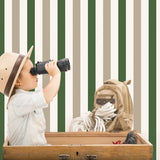 G78550 2 color Awning Stripe Green Wallpaper