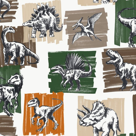 G78560 Dinosaurs Green Wallpaper 