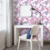 G78574 Neon Hearts Purple Wallpaper