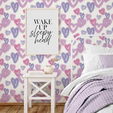G78574 Neon Hearts Purple Wallpaper
