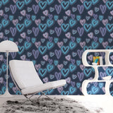 G78575 Neon Hearts Blue Wallpaper