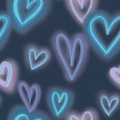 G78575 Neon Hearts Blue Wallpaper