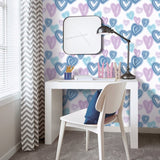 G78576 Neon Hearts Blue Wallpaper