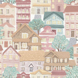 G78603 Whimsical Houses Beige Wallpaper 
