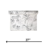 GL20608 Gray off white tropical lush palm fronds jungle zebras giraffes safari wallpaper
