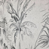 GL20608 Gray off white tropical lush palm fronds jungle zebras giraffes safari wallpaper
