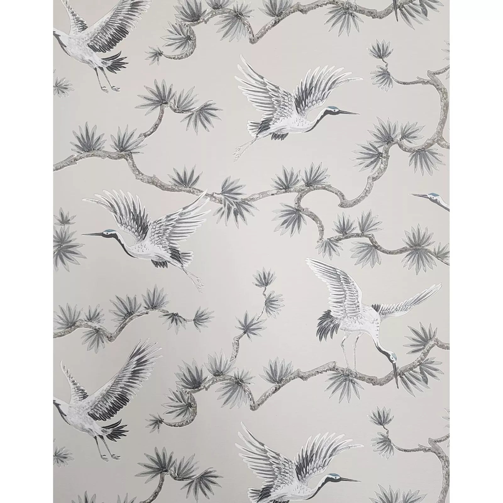 GL21708 Akan Skipping Tan cream cranes floral branches faux