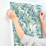 GN2544 Swaying Palms Green Blue Wallpaper