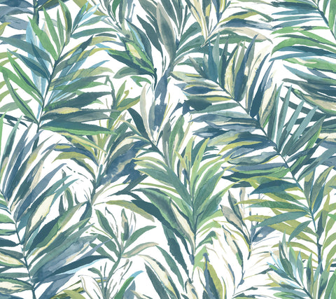 GN2544 Swaying Palms Green Blue Wallpaper