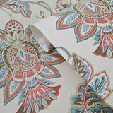 GO40207 Beige cream giacomo Bohemian Monarchos Paisley floral pattern flowers wallpaper
