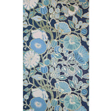 GO8312 Navy blue green white gold metallic floral large blooming flowers Wallpaper roll