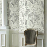 GR5953 Fernwater Cranes Black Grey Wallpaper