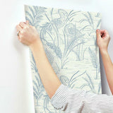 GR5954 Fernwater Cranes Blue Wallpaper 