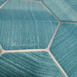 Z12831 Geo Denim Blue Hexagon Feature faux grasscloth textured Wallpaper 3D Geometric