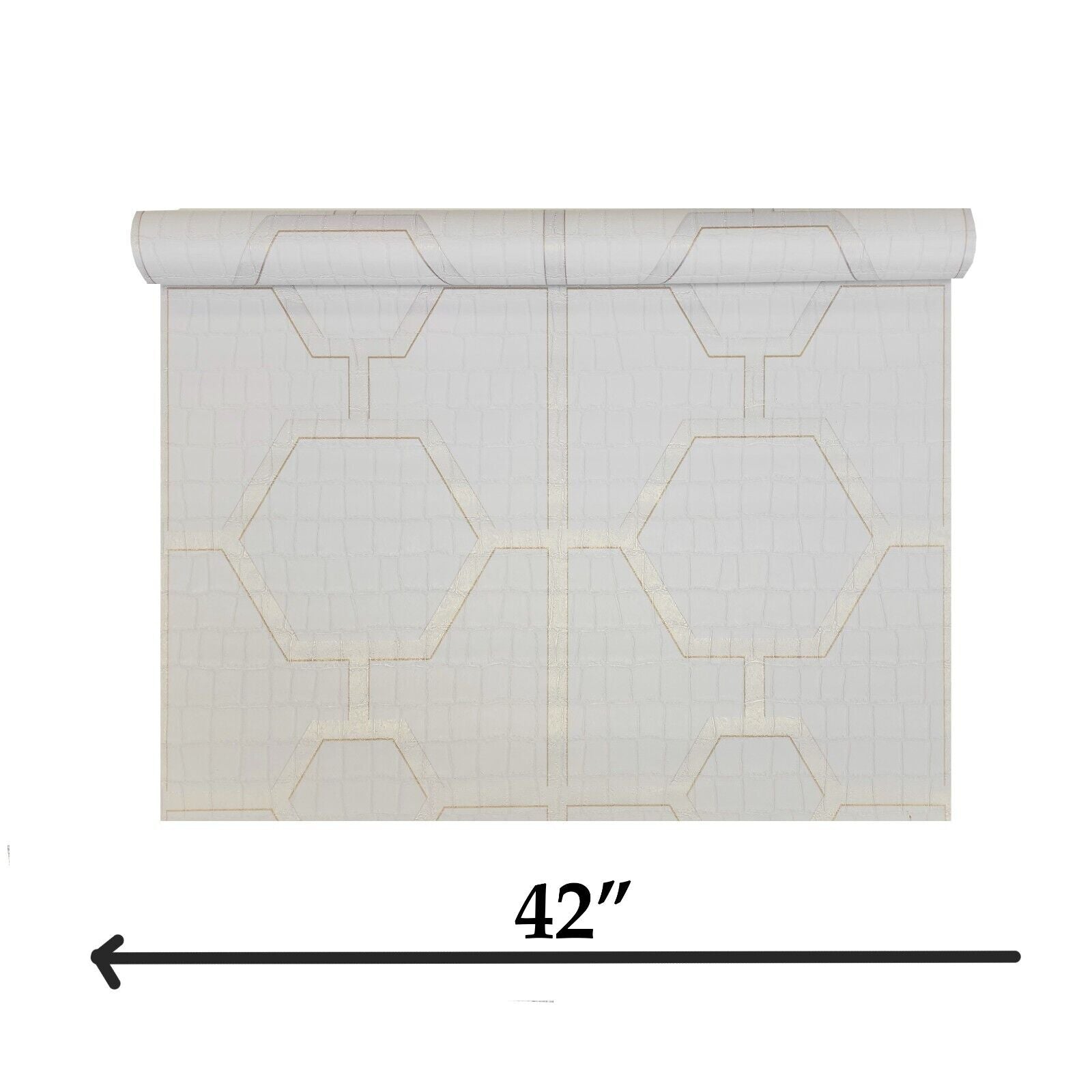 Z80028 Geo Hexagon matt ivory gold metallic trellis lines