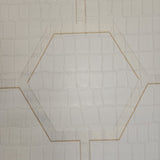 Z80028 Geo Hexagon matt ivory gold metallic trellis lines wallpaper textured alligator